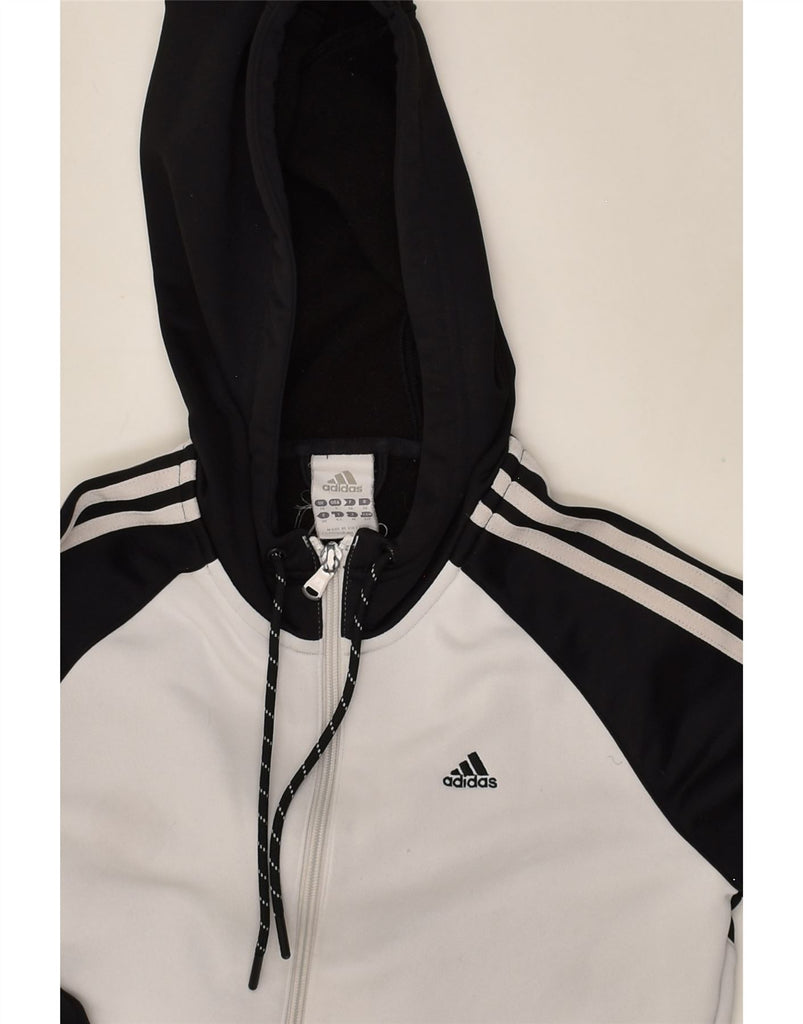 ADIDAS Womens Zip Hoodie Sweater UK 10 Small White Colourblock Polyester | Vintage Adidas | Thrift | Second-Hand Adidas | Used Clothing | Messina Hembry 