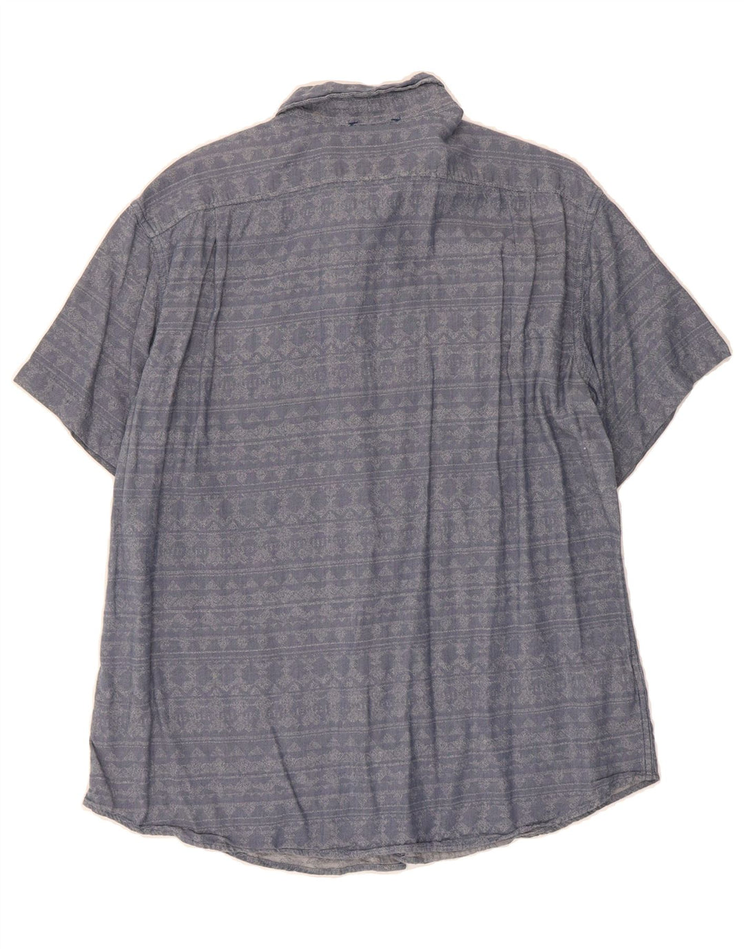 EDDIE BAUER Mens Classic Fit Short Sleeve Shirt Large Blue Fair Isle Vintage Eddie Bauer and Second-Hand Eddie Bauer from Messina Hembry 