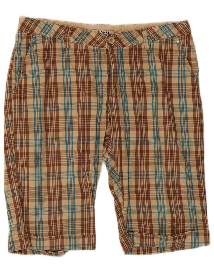 Dack's Womens Chino Shorts IT 46 Large W32  Brown Check Cotton