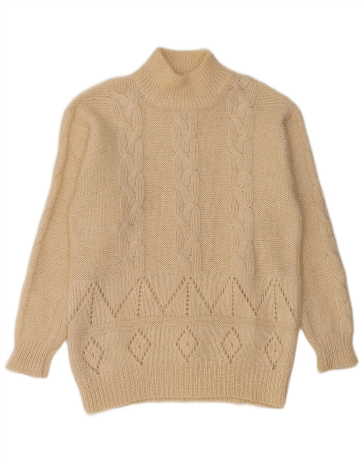 Vintage Womens Turtle Neck Jumper Sweater UK 14 Medium White