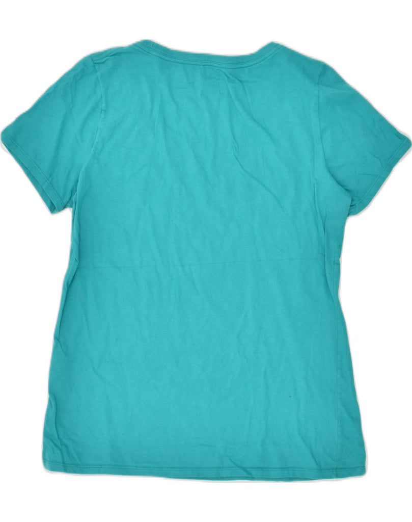 NIKE Womens Athletic Cut Graphic T-Shirt Top UK 12 Medium Turquoise Cotton | Vintage Nike | Thrift | Second-Hand Nike | Used Clothing | Messina Hembry 