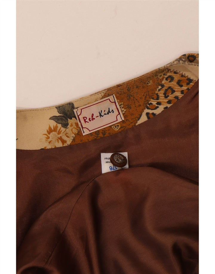 Vintage Girls Waistcoat 15-16 Years Brown Patchwork Triacetate