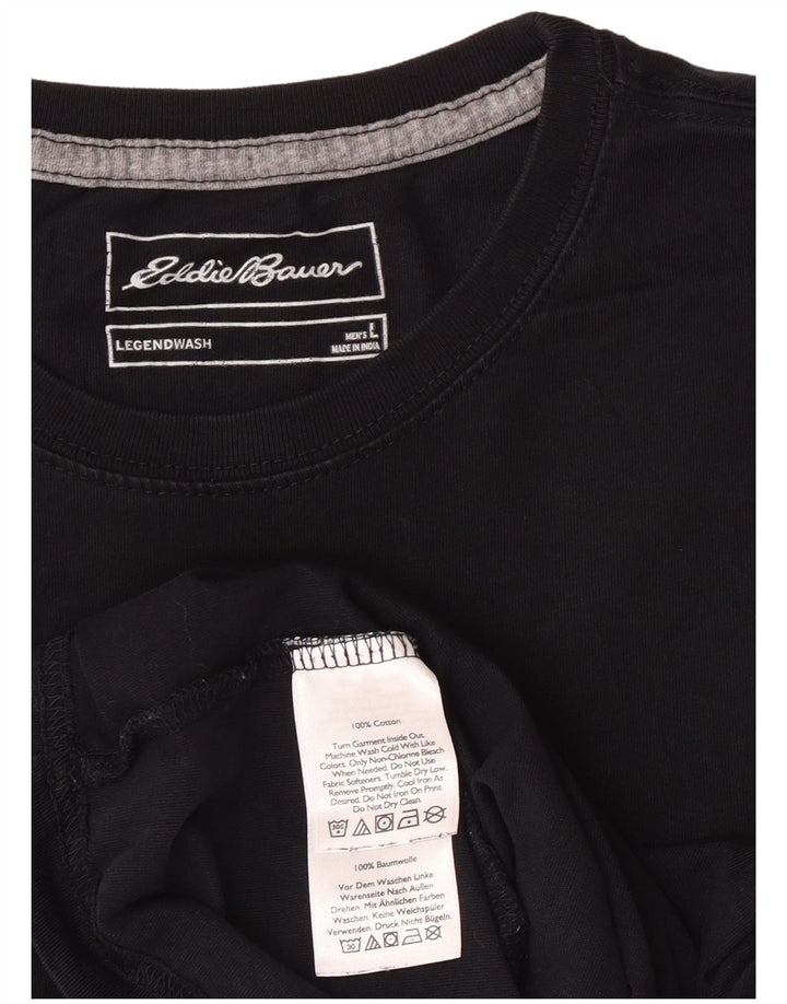 EDDIE BAUER Mens T-Shirt Top Large Black Cotton