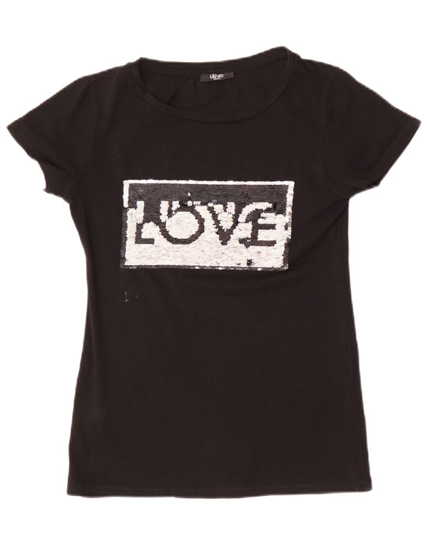 Liu Jo Womens Graphic T-Shirt Top UK 10 Small Black