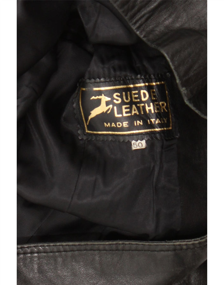 Vintage Womens Leather Jacket IT 50 XL Black Leather