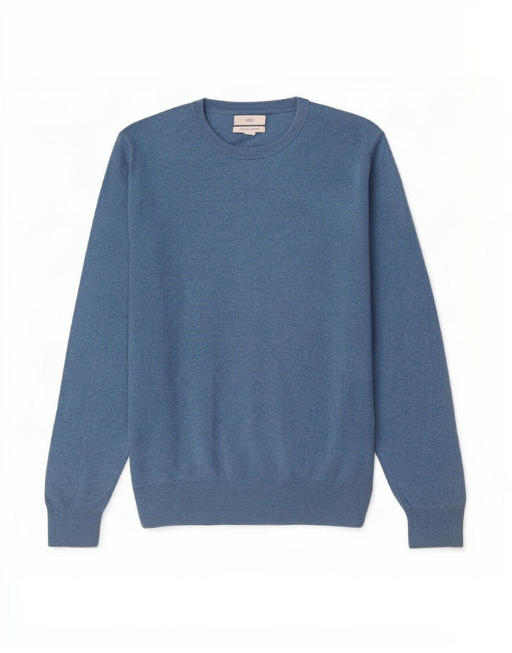 Marks & Spencer Mens Crew Neck Jumper Sweater Large Blue Cotton