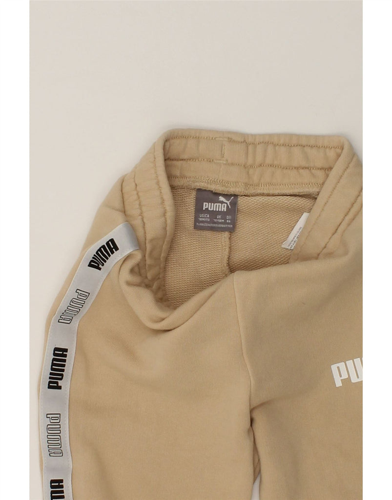 PUMA Baby Boys Joggers Tracksuit Trousers 12-18 Months Beige Cotton | Vintage Puma | Thrift | Second-Hand Puma | Used Clothing | Messina Hembry 