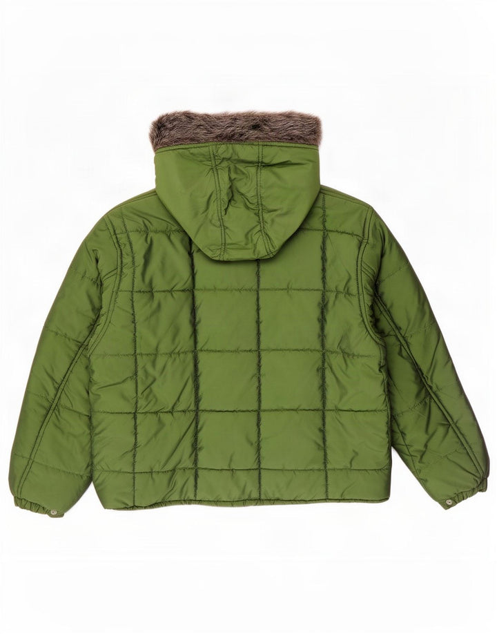 Vagabond Womens Hooded Oversized Padded Jacket UK 10 Small Green Nylon