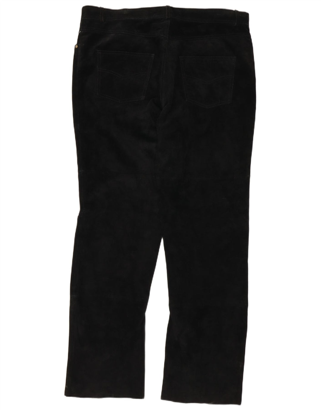 Authentic Mens Straight Suede Trousers 2XL W38 L32 Black Leather