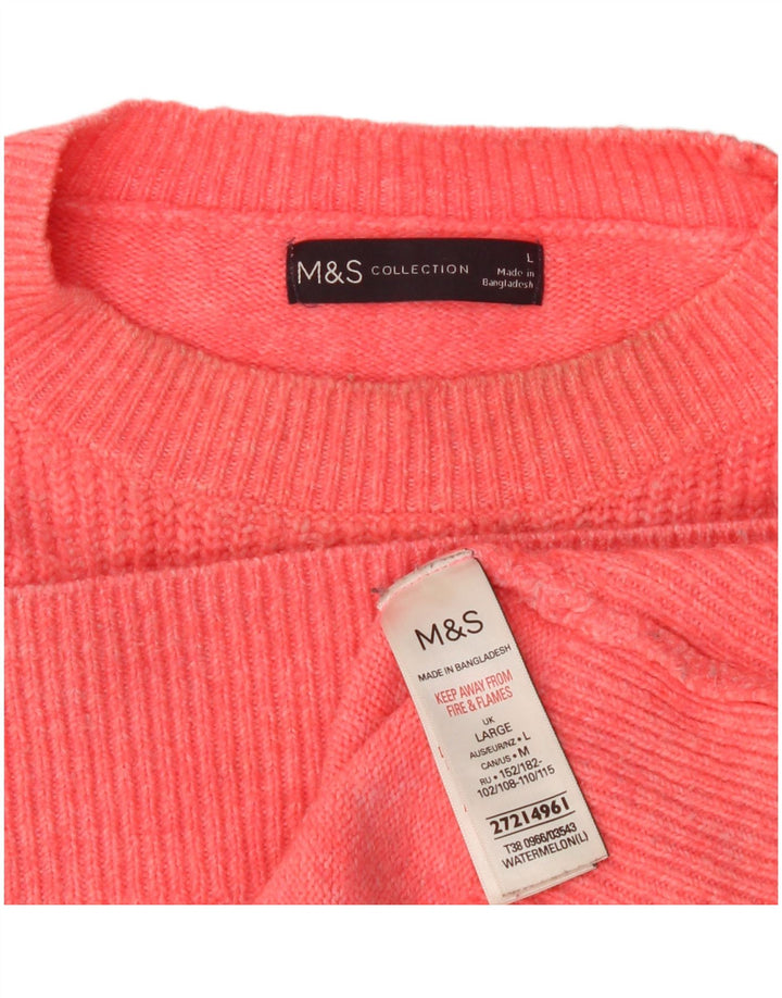 Marks & Spencer Womens Oversized Crew Neck Jumper Sweater UK 16 Large Pink