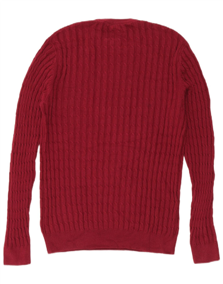 Jack Wills Mens Crew Neck Jumper Sweater Medium Burgundy Cotton