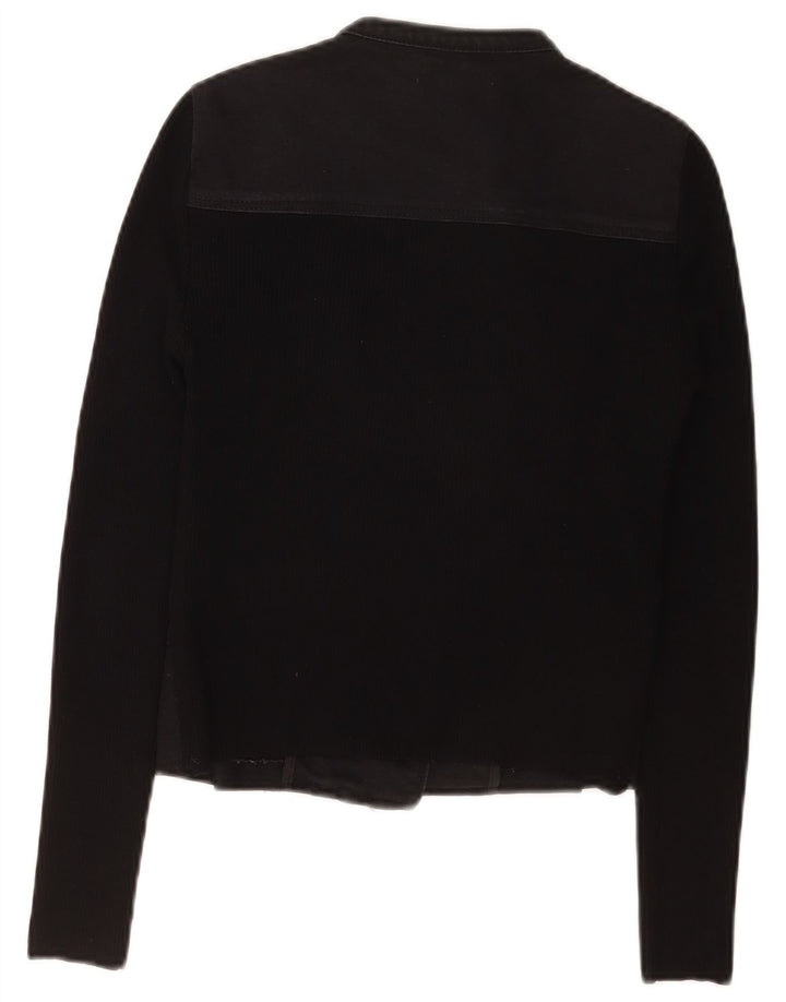 Karen Millen Womens Crop Biker Jacket US 1 2XS Black