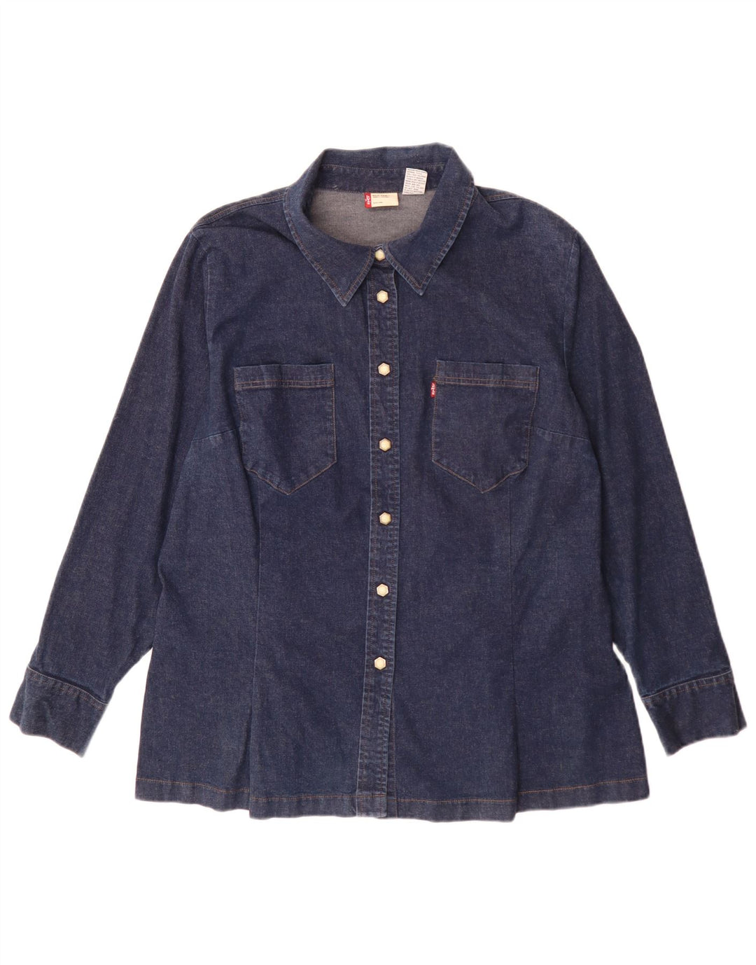 Levi's Womens Denim Shirt UK 18 XL Navy Blue Cotton
