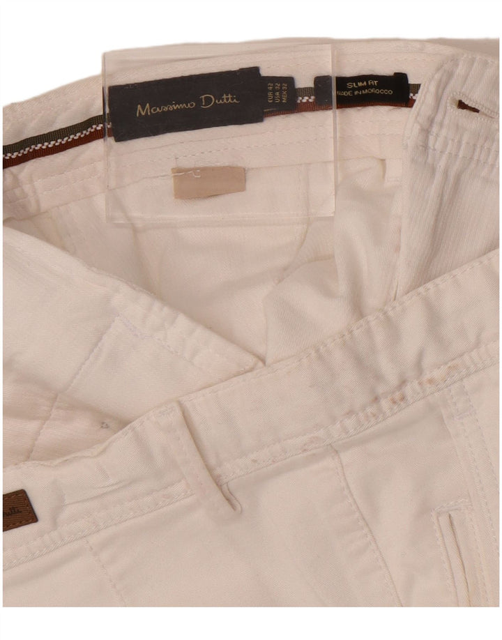 Massimo Dutti Mens Slim Chino Trousers EU 42 Large W32 L31 White