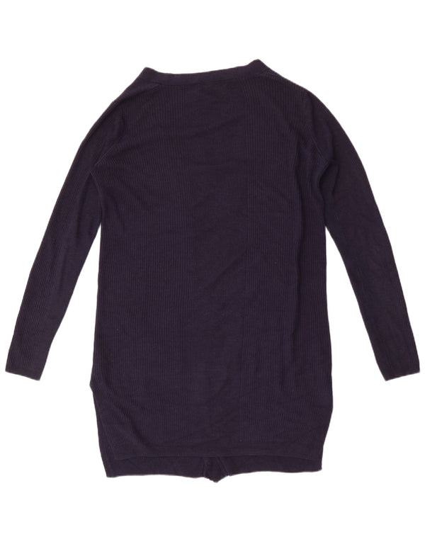 Marks & Spencer Womens Longline Cardigan Sweater UK 14 Medium Navy Blue