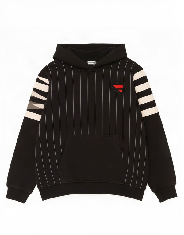 Fila Boys Hoodie Jumper 11-12 Years Black Striped Cotton