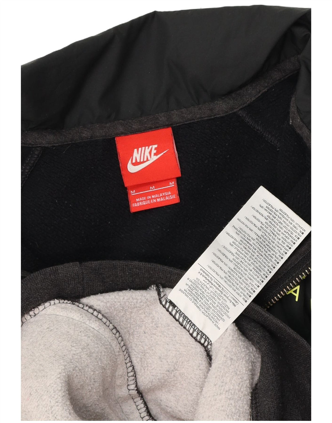 Nike Mens Zip Hoodie Sweater Medium Grey Colourblock Cotton
