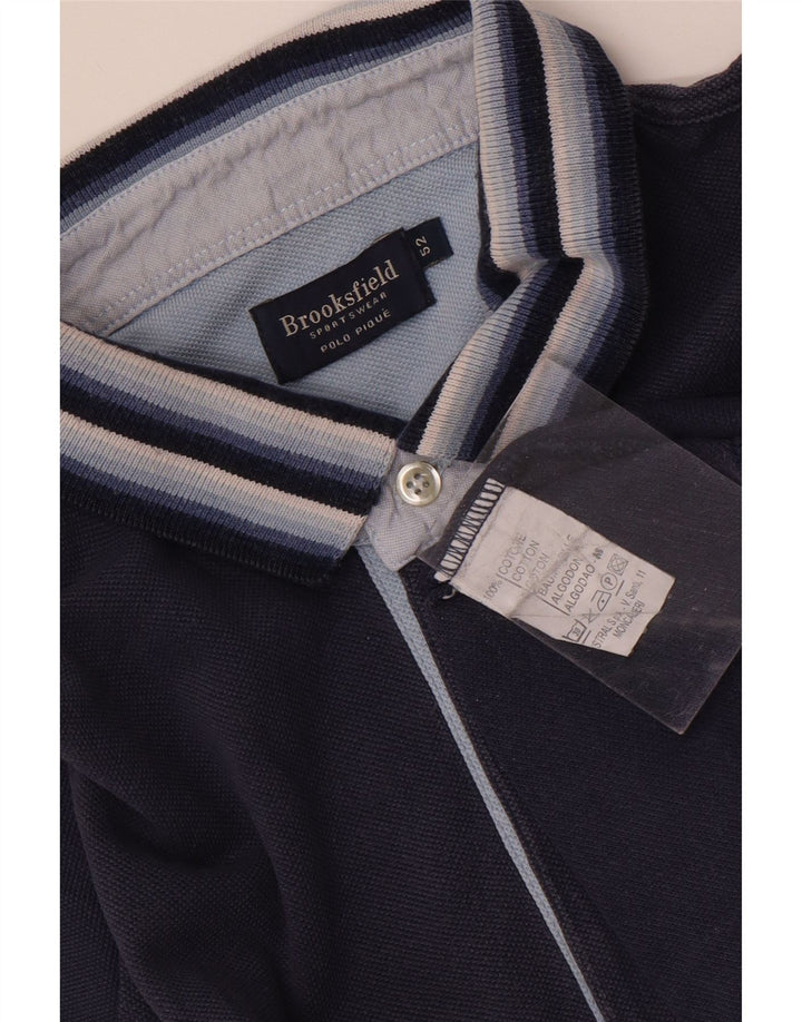 Brooksfield Mens Polo Shirt IT 52 Large Navy Blue Cotton