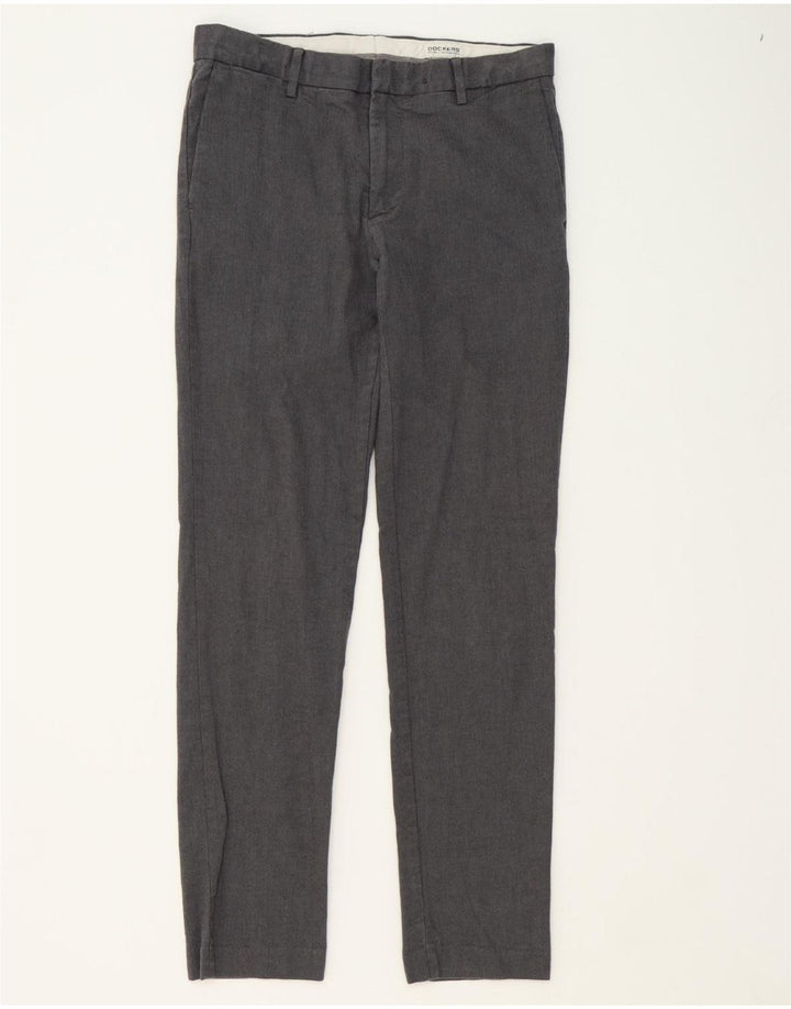 DOCKERS Mens Extra Sim Fit Chino Trousers W32 L34 Grey Chevron Cotton Vintage Dockers and Second-Hand Dockers from Messina Hembry 