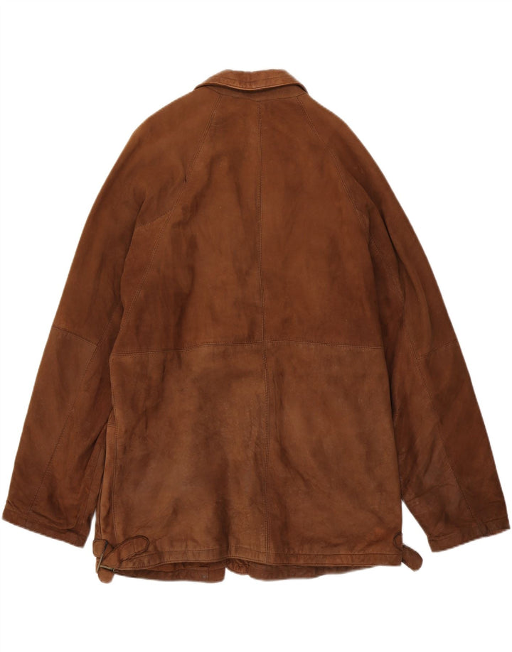 Vintage Mens Leather Jacket IT 52 XL Brown