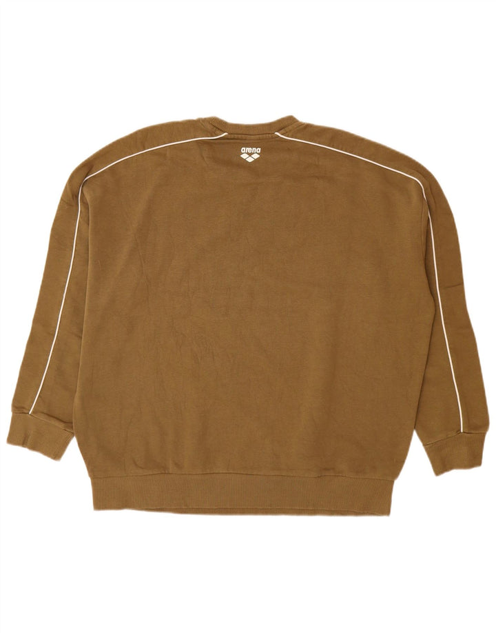 Arena Mens Graphic Sweatshirt Jumper Large Khaki Cotton