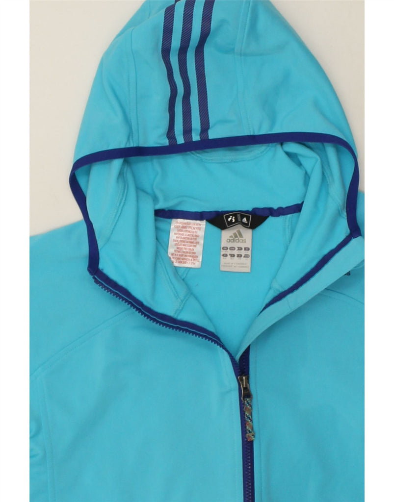ADIDAS Girls Zip Hoodie Sweater 15-16 Years Blue Polyester | Vintage Adidas | Thrift | Second-Hand Adidas | Used Clothing | Messina Hembry 