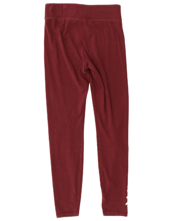 Nike Womens Graphic Leggings UK 10 Small Burgundy Cotton