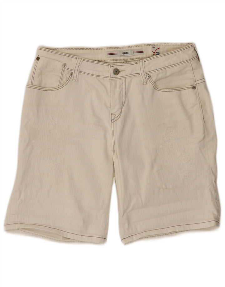 Gaudi Womens Denim Shorts W28 Medium Off White Cotton