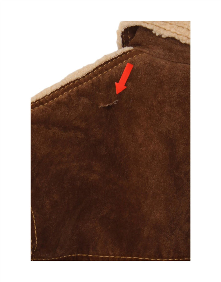 Conbipel Womens Shearling Jacket IT 48 XL Brown Leather