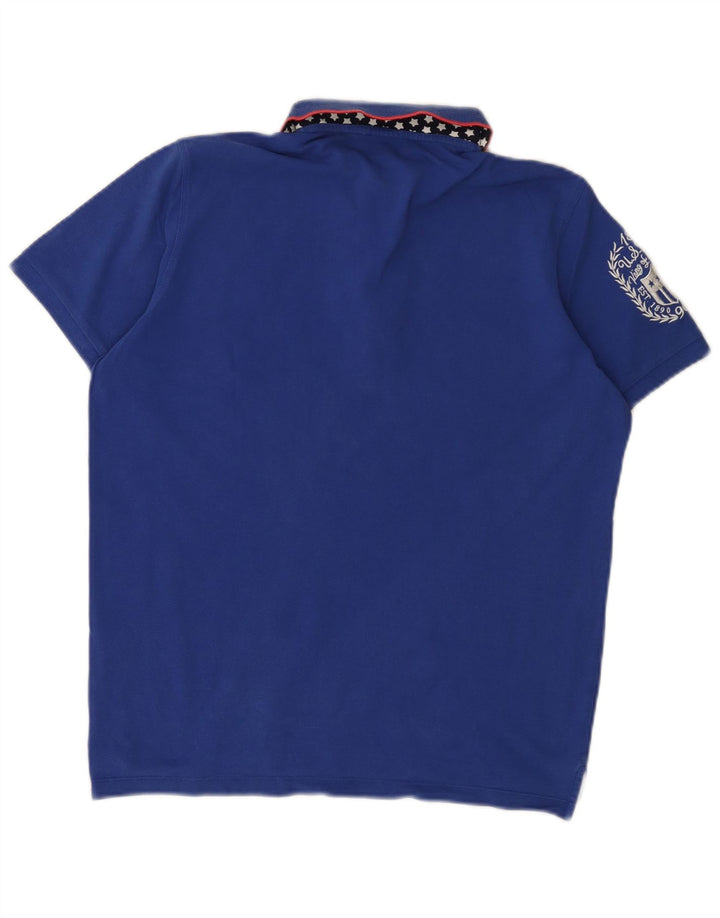 U.S. POLO ASSN. Mens Graphic Polo Shirt Medium Blue Cotton