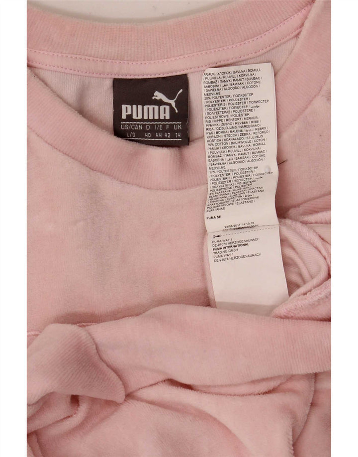 Puma Womens Graphic Oversized Sweatshirt Jumper UK 14 Large Pink Cotton