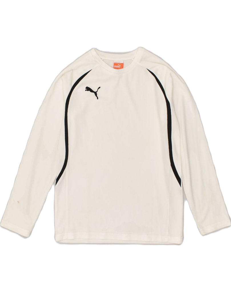 PUMA Boys Top Long Sleeve 13-14 Years White Polyester | Vintage Puma | Thrift | Second-Hand Puma | Used Clothing | Messina Hembry 