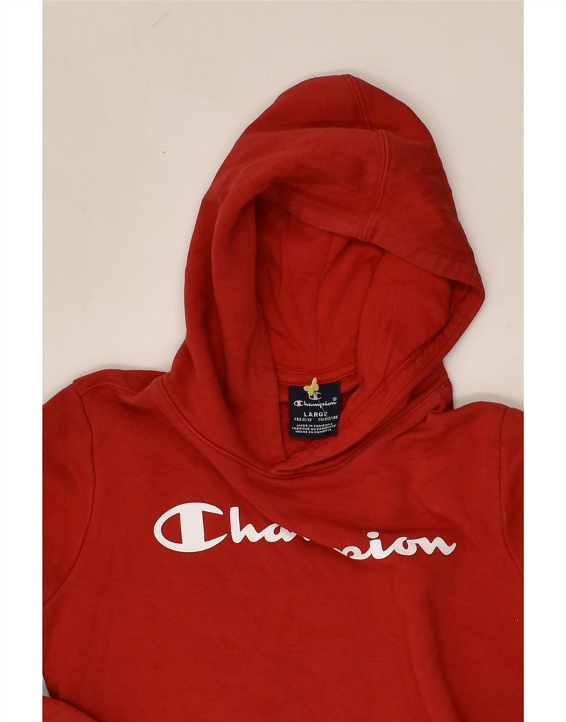 CHAMPION Boys Graphic Hoodie Jumper 11-12 Years Large Red Cotton | Vintage Champion | Thrift | Second-Hand Champion | Used Clothing | Messina Hembry 