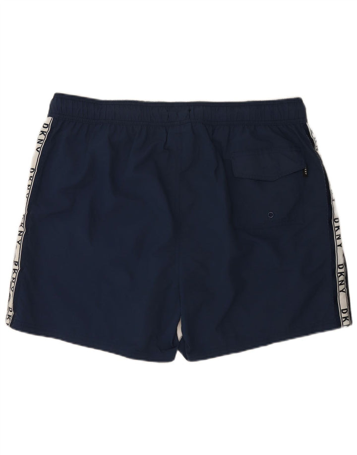 Dkny Mens Graphic Swimming Shorts 2XL Navy Blue Colourblock Polyamide