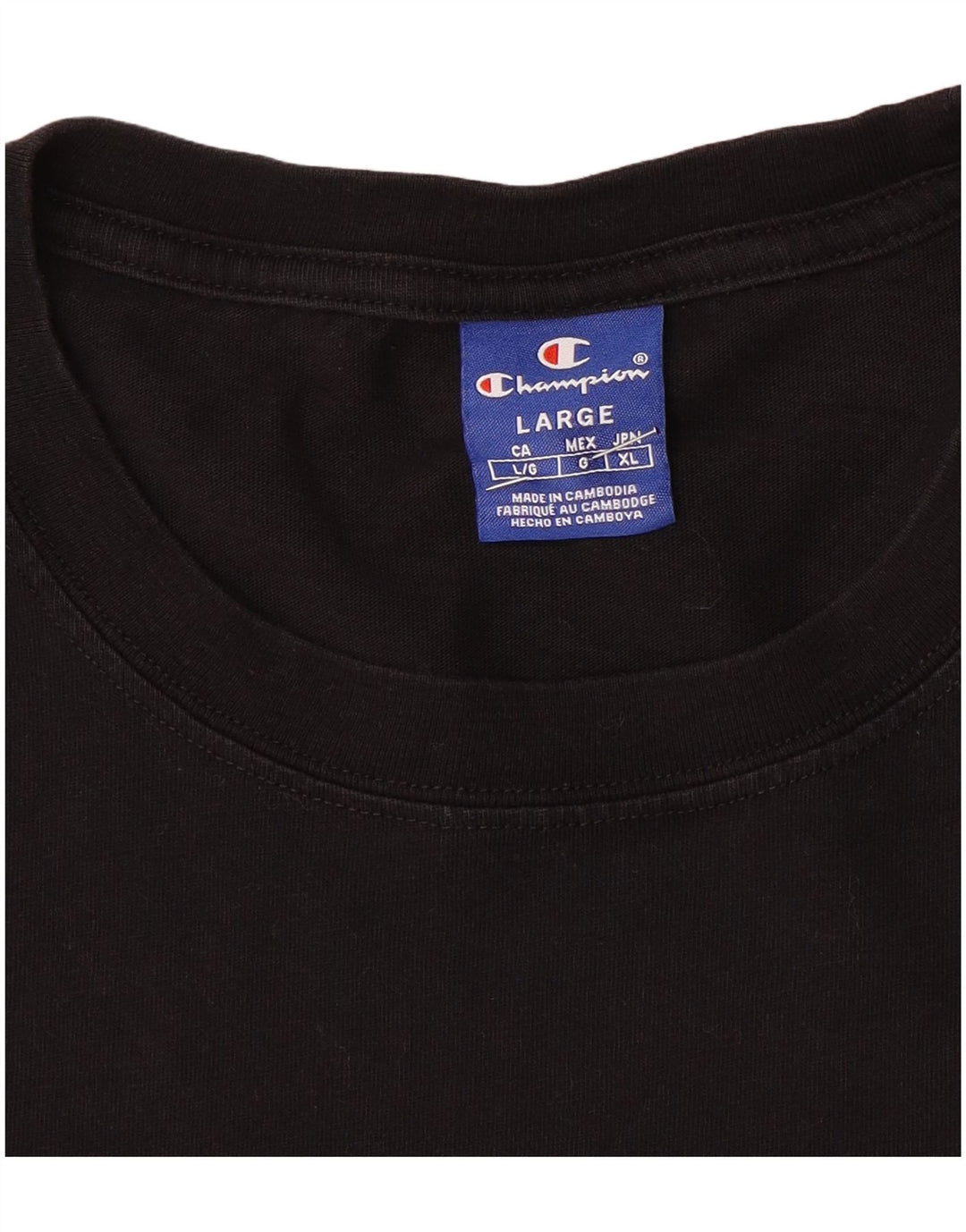 Champion Mens Graphic Top Long Sleeve Large Black