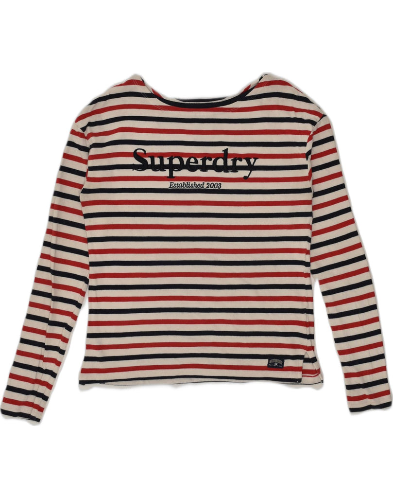 SUPERDRY Womens Graphic Top Long Sleeve UK 8 Small Multicoloured Striped | Vintage Superdry | Thrift | Second-Hand Superdry | Used Clothing | Messina Hembry 