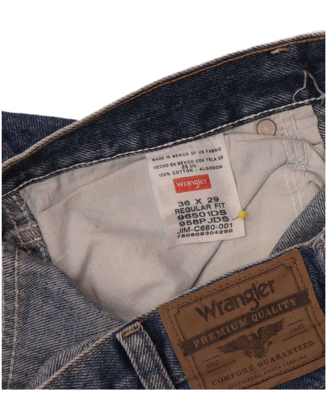 Wrangler Mens Regular Fit Straight Jeans W36 L29 Blue