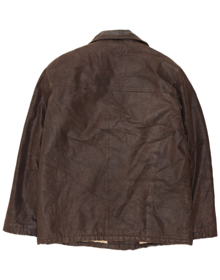 Vintage Mens Sherpa Leather Jacket UK 40 Large Brown Leather