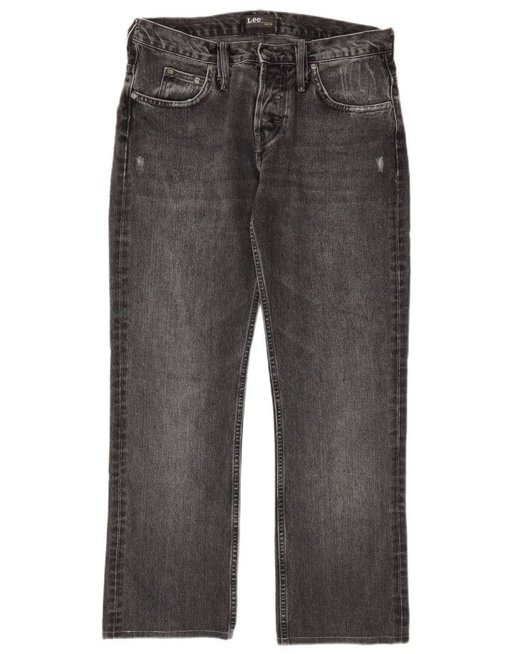 LEE Mens Knox Distressed Straight Jeans W32 L29 Grey Cotton