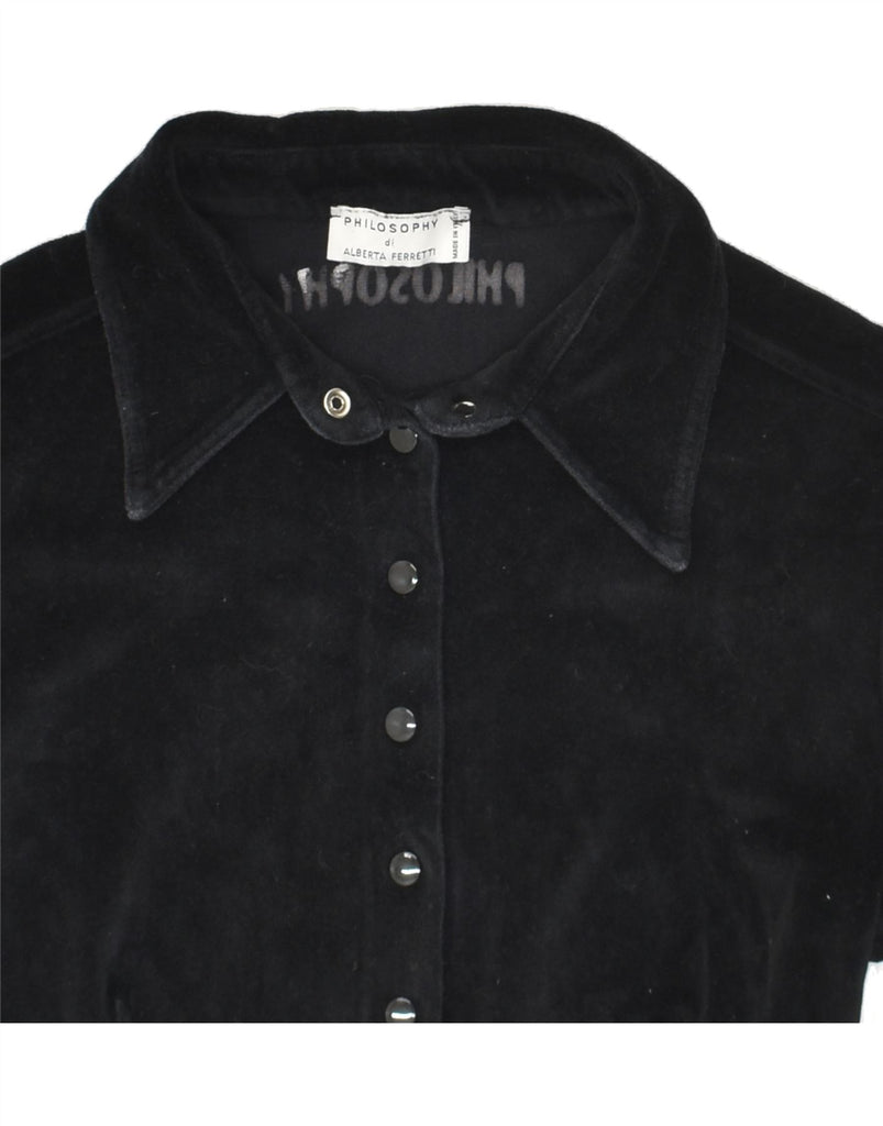 ALBERTA FERRETTI Womens Graphic Pullover Shirt UK 12 Medium Black Cotton | Vintage Alberta Ferretti | Thrift | Second-Hand Alberta Ferretti | Used Clothing | Messina Hembry 