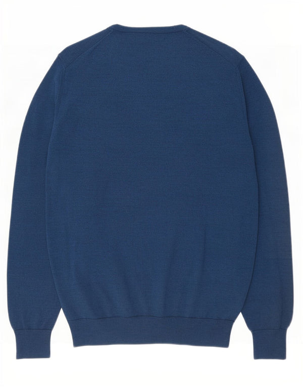 Marks & Spencer Mens Crew Neck Jumper Sweater Medium Blue Merino Wool