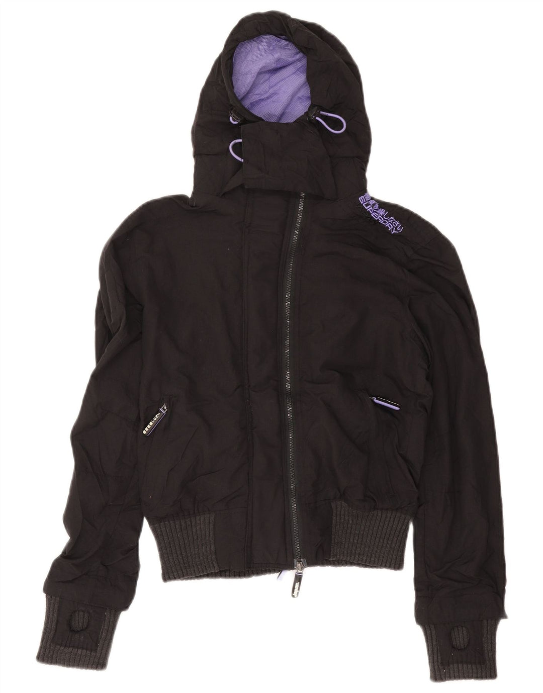 Superdry Womens The Windbomber Hooded Windbreaker Jacket UK 12 Medium Grey