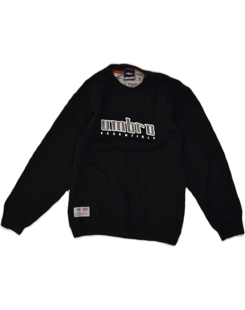 UMBRO Boys Graphic Sweatshirt Jumper 9-10 Years Black Cotton | Vintage Umbro | Thrift | Second-Hand Umbro | Used Clothing | Messina Hembry 