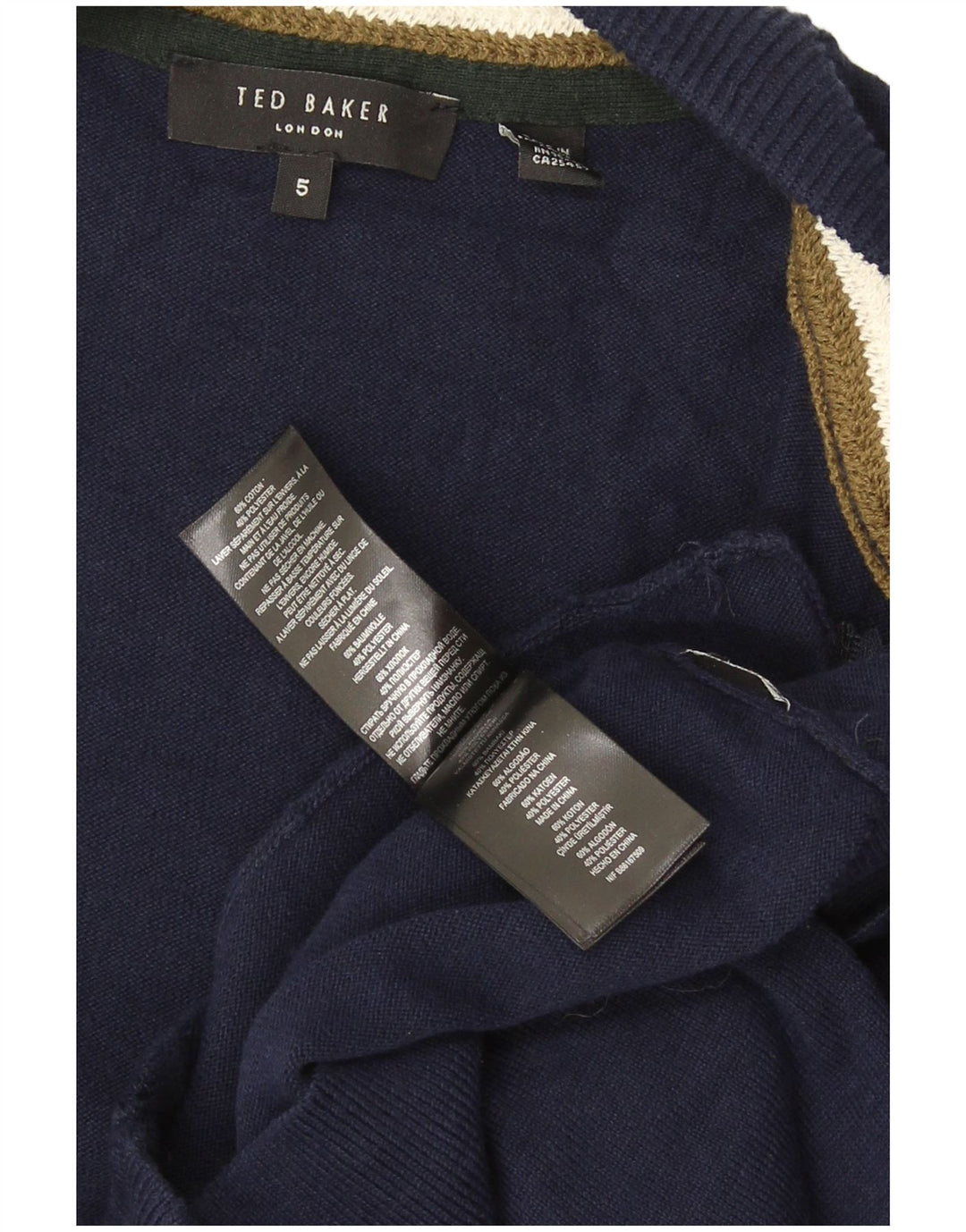 Ted Baker Mens Cardigan Sweater Size 5 XL Navy Blue Cotton