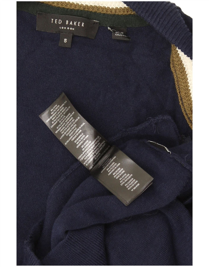 Ted Baker Mens Cardigan Sweater Size 5 XL Navy Blue Cotton