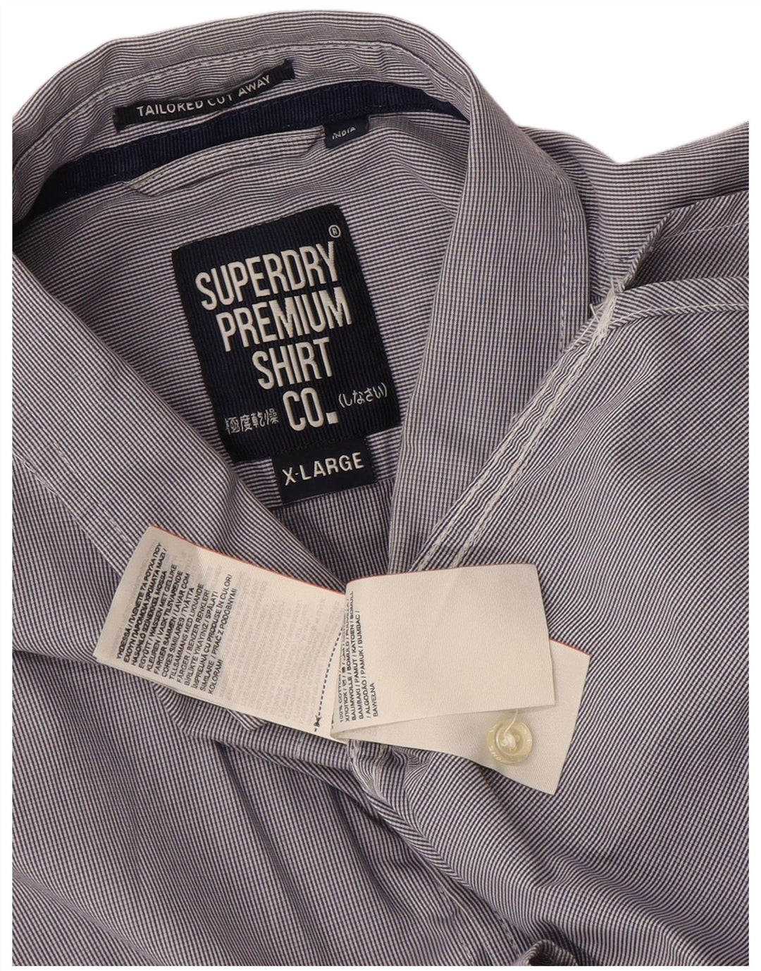 Superdry Mens Shirt XL Navy Blue Pinstripe Cotton