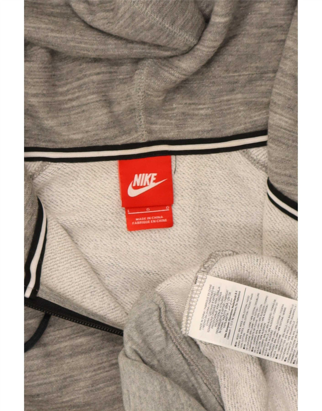 Nike Mens Zip Hoodie Sweater Large Grey Flecked Cotton