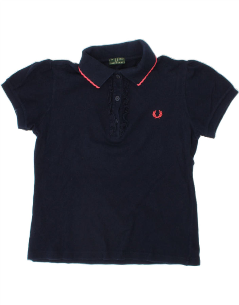 FRED PERRY Girls Polo Shirt 13-14 Years Navy Blue Cotton Vintage Fred Perry and Second-Hand Fred Perry from Messina Hembry 