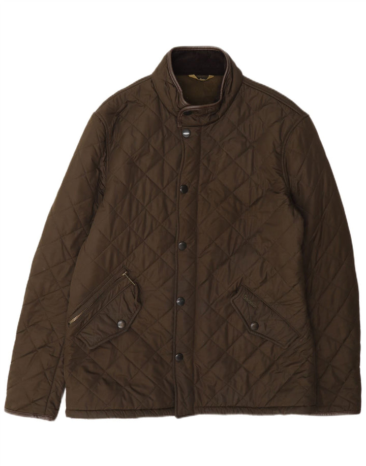 Barbour Mens Quilted Jacket UK 40 Large Khaki Polyester