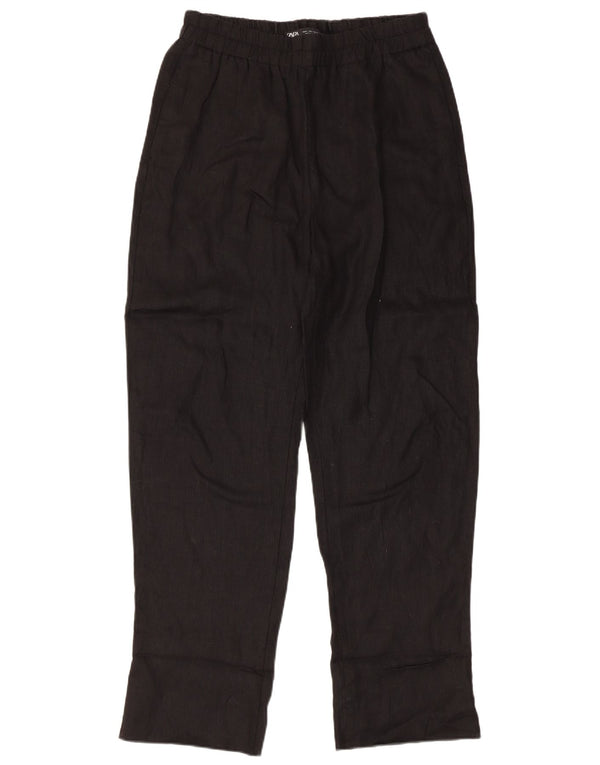 Zara Womens High Waist Straight Casual Trousers Large W30 L30 Black
